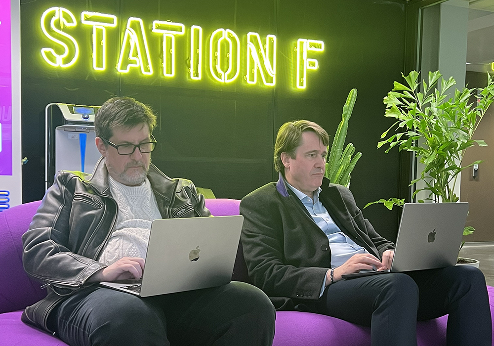 Peter Zemsky and Michael Olenick at Station F testing VSTRAT
